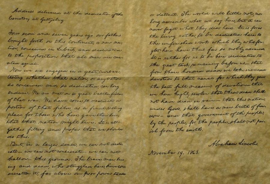 Abraham Lincoln's Handwritting of Gettysburg Address